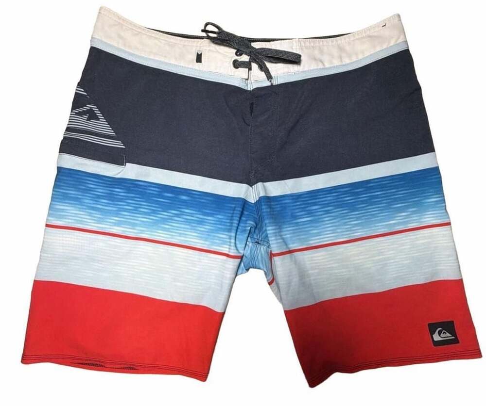 Quiksilver Highline Slab 20 Board Shorts Size 33 Blue Red White
